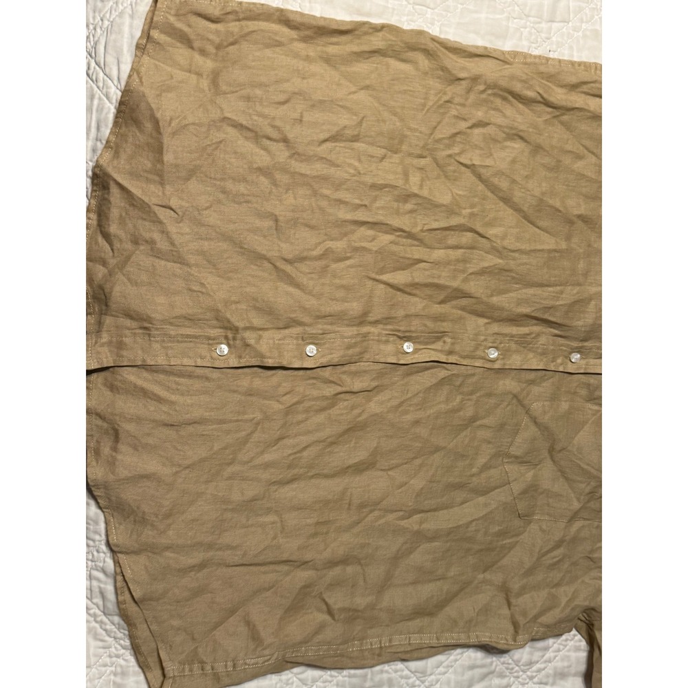 Gap Button Down Shirt Mens XL Tan 100% Linen Long Sleeve - Picture 3 of 11